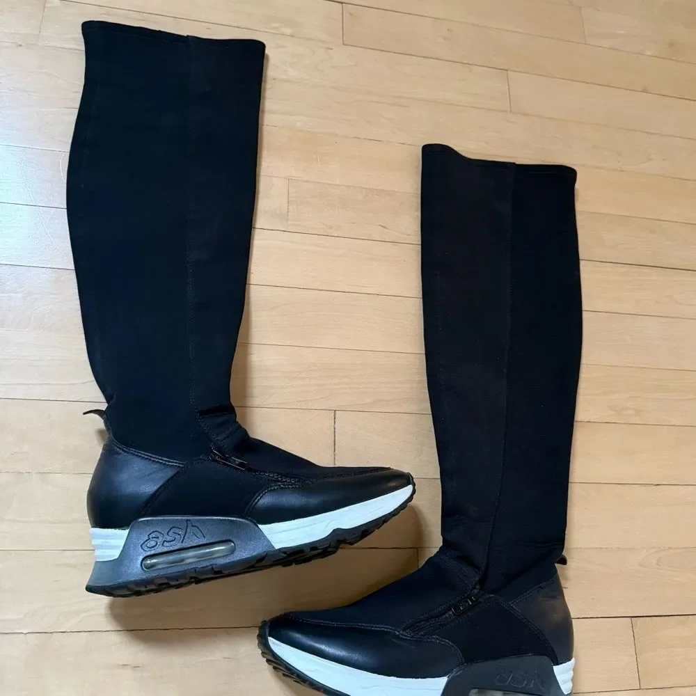 Ash Limited Thigh High Trainer Boots in Black  6